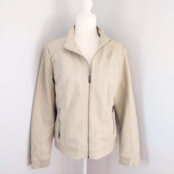 Royalty For Me Jackets & Blazers - Royalty For Me Cream Biker Jacket Juniors Large